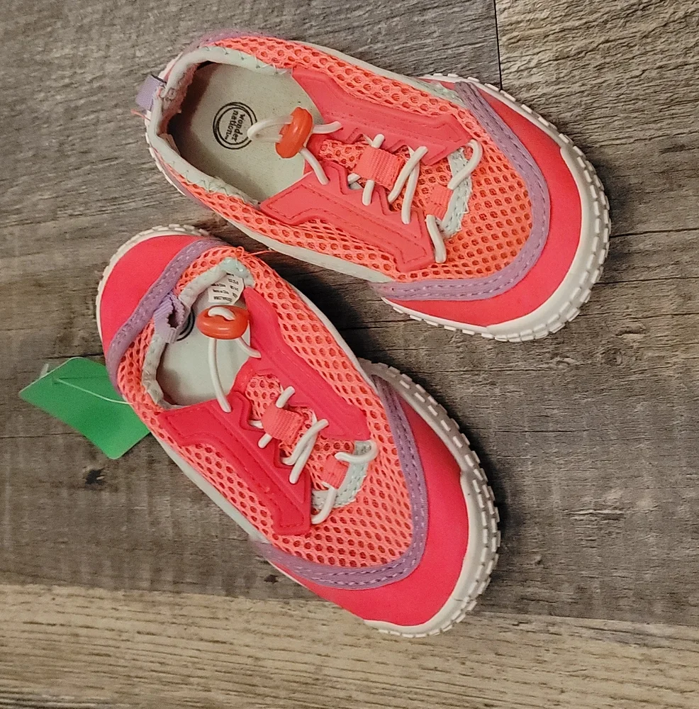 Wonder Nation Toddler Girls Size 7/8 Pink Mesh Water Shoes Swimming Pool Beach